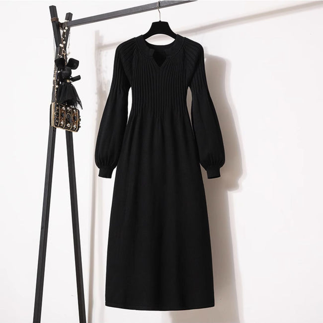 Loose Western Style Versatile Below The Knee Long Style Long Sleeve Dress Main Image