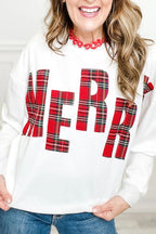 Fashionable Embroidered Side Plaid Pullover Sweater For Women