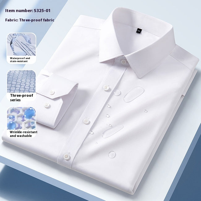 Spring And Summer Three-proof White Shirt Men's Long Sleeve Main Image