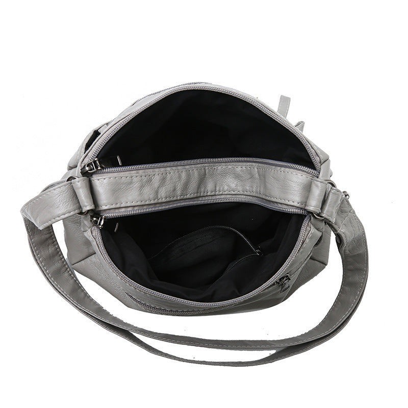 Korean Style Multi-pocket PU Soft Leather Bag