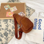 Flannel Corduroy Casual Simple Large Capacity Cross-body Shoulder Chest Bag