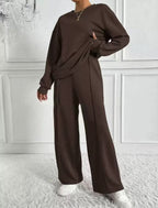 Women's Round Neck Long-sleeved Trousers Temperament Twinset