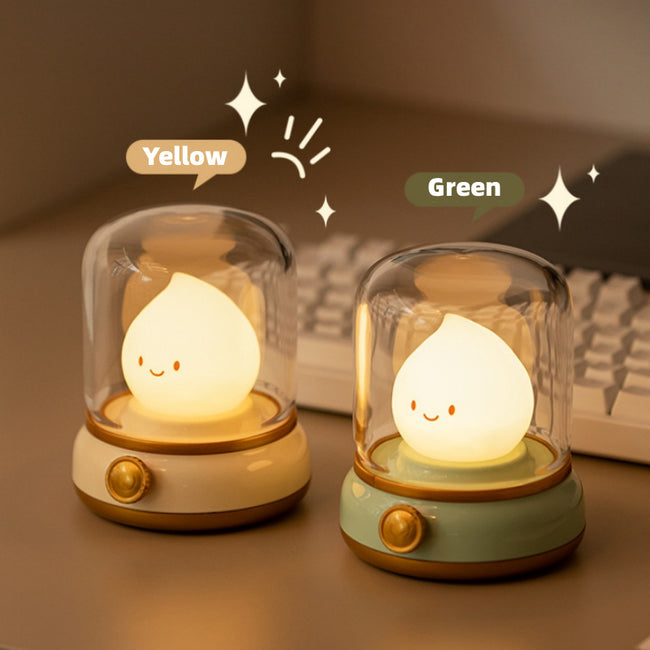 Retro Small Night Lamp Bedroom Mini Desktop LED Cute Night Lamp Creative USB Rechargeable Portable Cartoon Table Lamp For Coffee Bar Hotel Bedroom Home Decor Hover Image