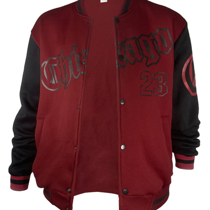 Mens Casual Letter Print Color Block Varsity Jacket