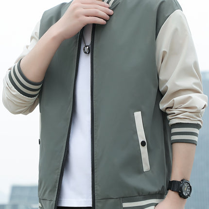 Unisex College Style Jacket Boat Neck Lightweight Polyester