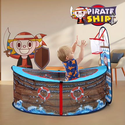 Pirate Ship Kids Play Tent Durable Polyester Beach Nautical