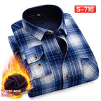 Autumn And Winter Warm Shirt Men's Long Sleeve Middle-aged Fleece Lined Padded Shirt
