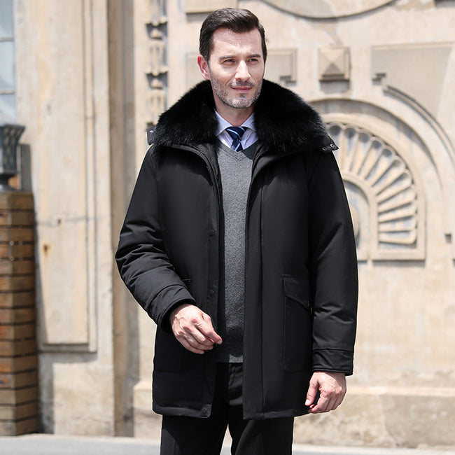 Men's Detachable Liner Mid-length Coat Hover Image