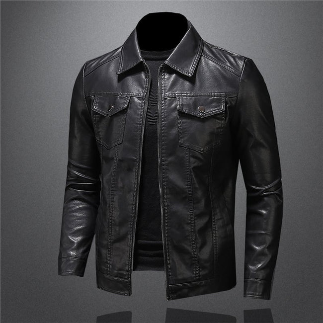 Men's Thin Jacket Leather Coat Main Image