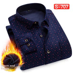 Autumn And Winter Warm Shirt Men's Long Sleeve Middle-aged Fleece Lined Padded Shirt