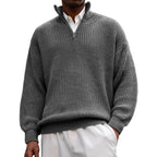 Fashion Men's Sweater Casual Long Sleeve Half Zipped Stand Collar Polo Shirt