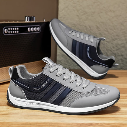 Mens Breathable Mesh Running Sneakers Lightweight Striped