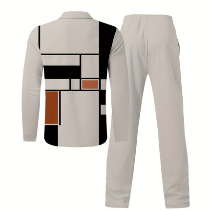 Mens Fashion Zipper Turnover Collar Long Sleeve Trousers