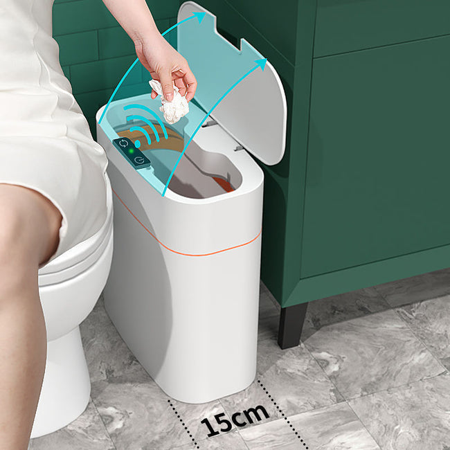 Smart Trash Can With Lid For Bedroom And Living Room Kitchen Storage Box Trash Can Induction Small Car Box Automatic Smart Dustbin Smart Trash Bin Hover Image