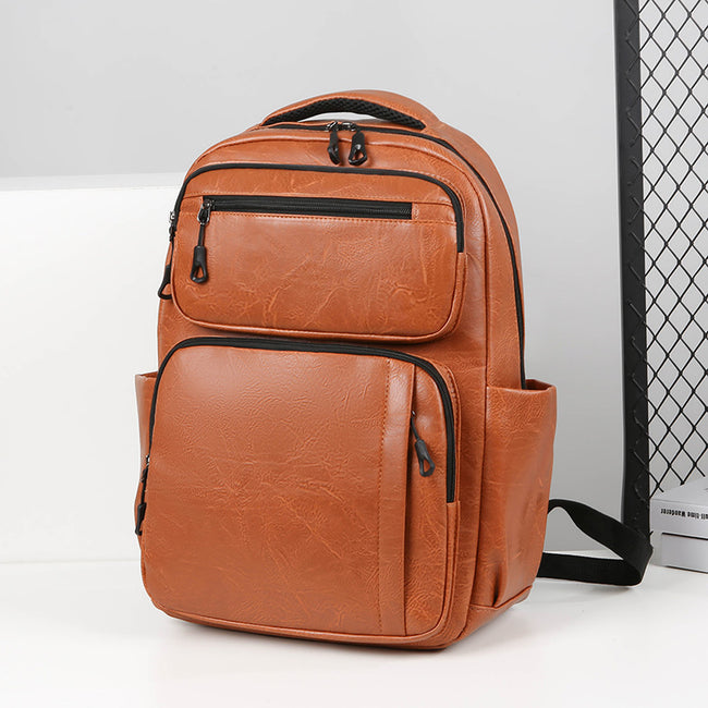 Large Capacity Men's Simple Business Commute Multi-space Black Backpack Hover Image