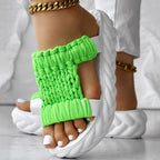 Platform Sandals Summer Braided Knit Hollow Open Toe Slipper Sandals - Anklet Not Included