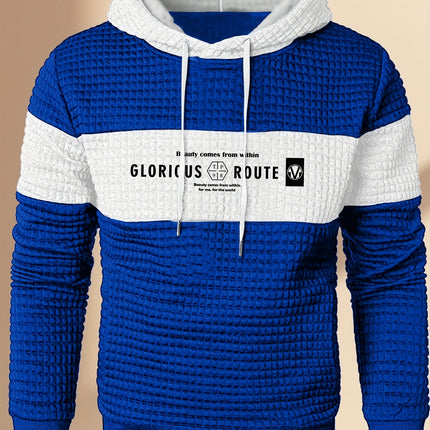 Men's Athletic Hoodie Navy Blue And White Letter Print