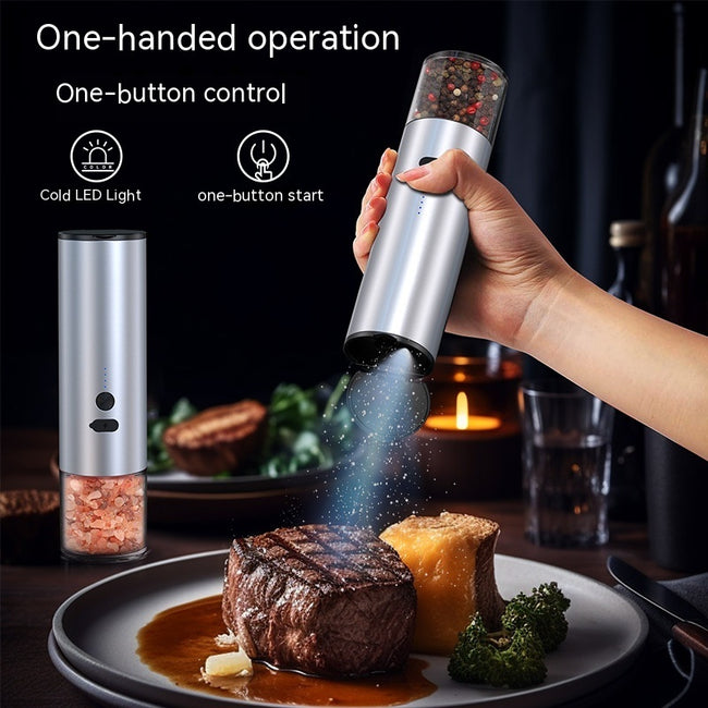 Electric Food Corn Soybean Salt And Pepper Grinder Mill Machine Rechargeable Electric Pepper And Salt Grinder Set With LED Kitchen Gadgets Hover Image