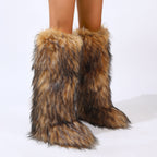 Flat Heel High-top Warm Winter Long Tube Fur Boots