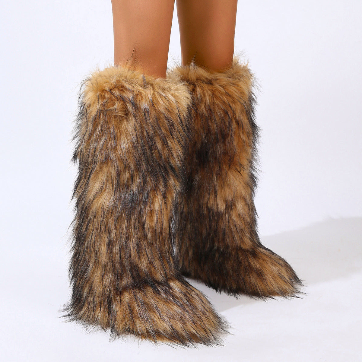 Flat Heel High-top Warm Winter Long Tube Fur Boots