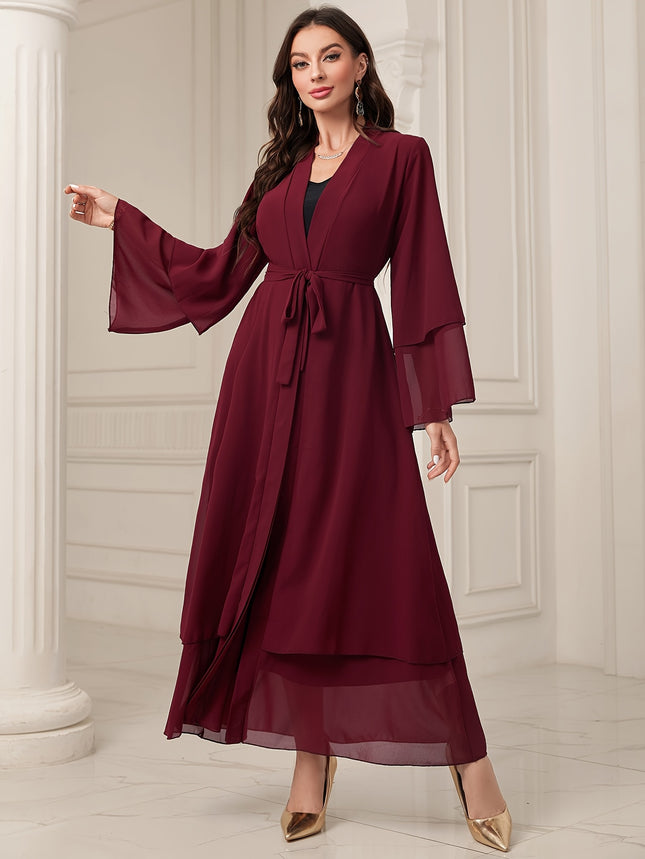 Muslim Women Abaya Batwing Sleeve Solid Color Maxi Kaftan