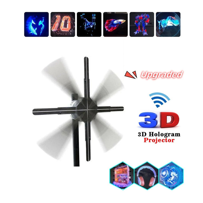 Upgraded Naked Eye 3D Holographic Advertising Machine Fan Screen Support Lmage Video Store Bar Party Advertising Display Hover Image