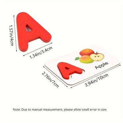 Colorful Wooden Alphabet Flash Cards ABC Matching Game Kids