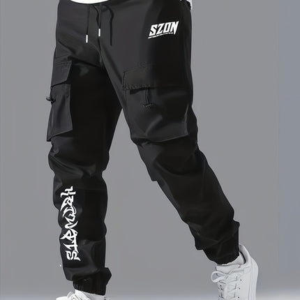 Men's Slim Fit Cargo Pants With SPEED Print Multi Pocket