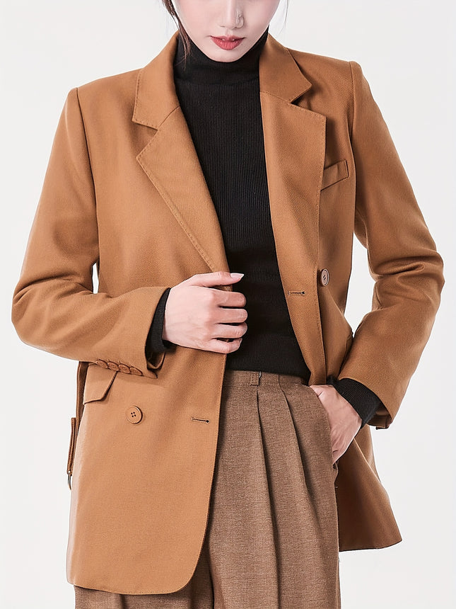 Chain Belted Lapel Blazer Double Breasted Long Sleeve Winter