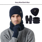 Winter New Thickened Men's Hat Scarf Gloves Three-piece Set