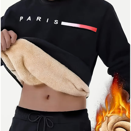 Men's Cozy Fleece-Lined Sweatshirt Persist Letter Print