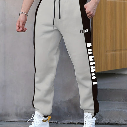 Letter Print Drawstring Sweatpants Mens Loose Fit Joggers