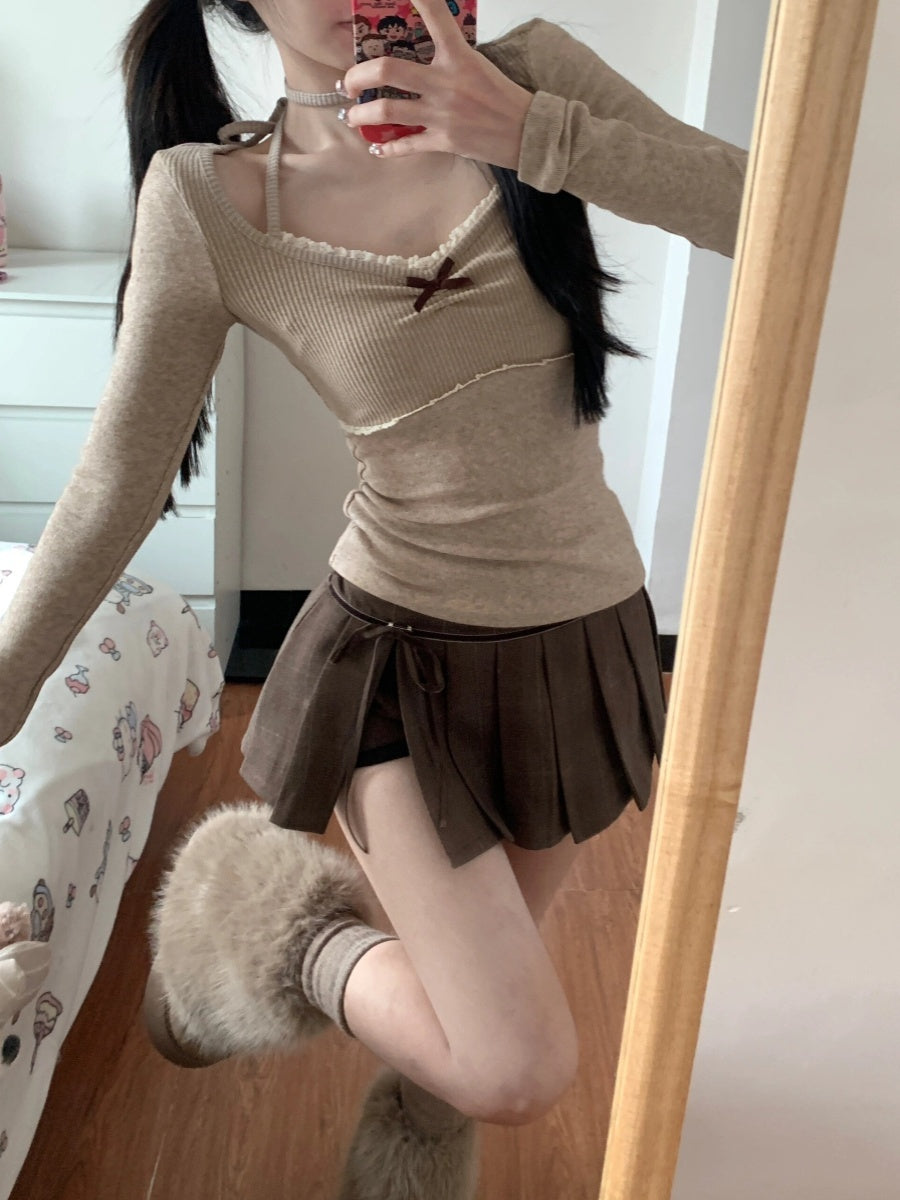 Halter Lace V-neck Sweater Women's Spring