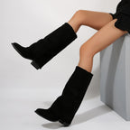 Autumn And Winter New Large Size Thick Heel Non-slip Skinny Boots Women