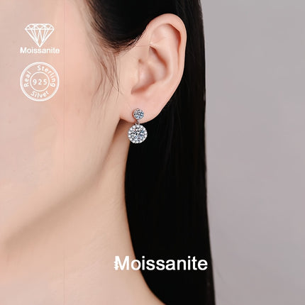 Sterling Silver Moissanite Earrings 2 Ct Luxury Classic