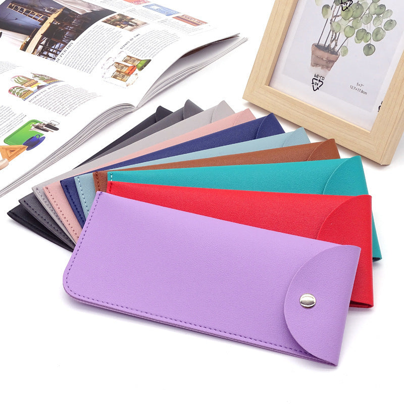 Leather Glasses Bag Thickened Open Holster Snap Button Portable