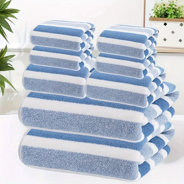 8 Piece Non Shedding Ultra Soft Two Tone Bath Towel Set
