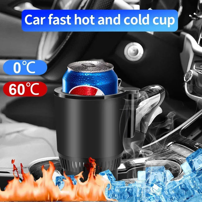 2 In1 Car Heating Cooling Cup 12V Smart Car Cup Holder Digital Temperature Display Drink Cup Warmer Cooler Mini Car Refrigerator Hover Image