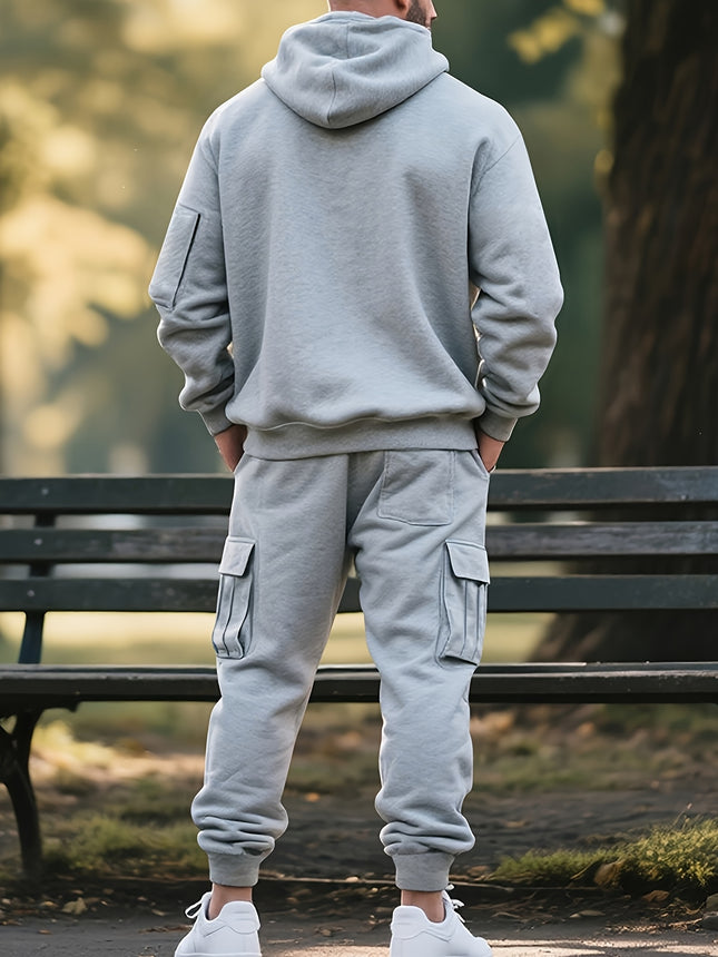 Winter Heavyweight Fleece Men's Casual Loose Sportswear Set