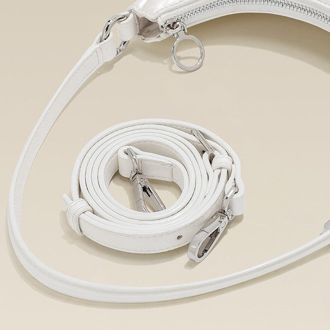 Chinese Style White One Shoulder Crossbody Moon Bag