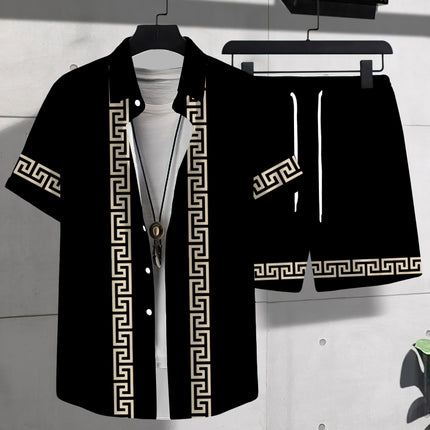 Sail 3D Digital Printed Shirt Set With Lapel Collar