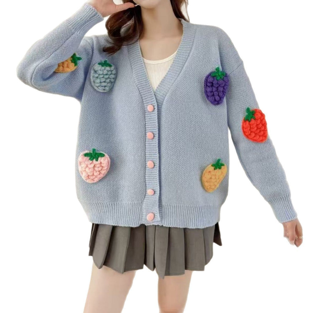 Handmade Embroidery High-end Cardigan Korean Style Design Heavy Work Sweater