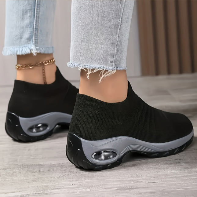 Women Breathable Slip On Sneakers With Air Cushion Mid Top