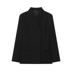 Women's Long Sleeved Shirt Black Slim-fit Suit Jacket