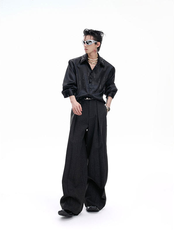 Silk Satin Shirt Commuter Short Wide Top