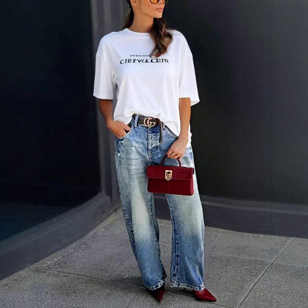 Wide Leg Jeans Stretch Fashion Casual