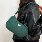 Solid Color Corduroy Butterfly Large Capacity Shoulder Bag