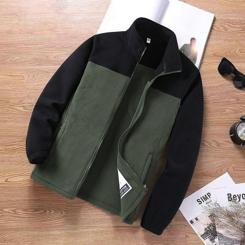 Polar Fleece Jacket Warm Thick Stand-up Collar Cardigan Coat