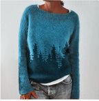 Women's Fashion Round Neck Multicolor Loose Leisure Pullover Knitwear Sweater