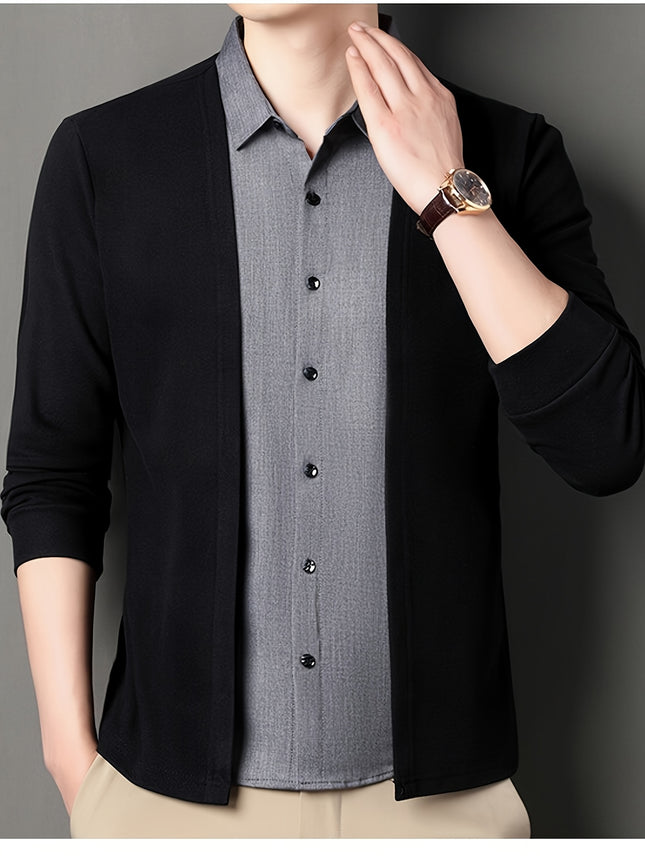Men's Lightweight Two Tone Long Sleeve Shirt Button Up